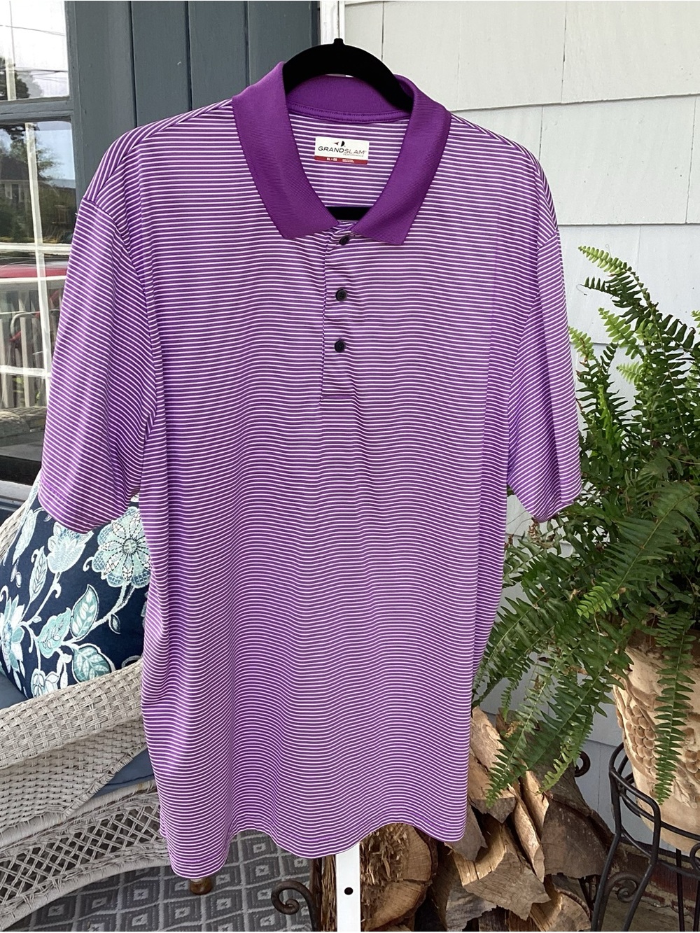 Grand Slam Purple Striped Men's Polo Shirt XL